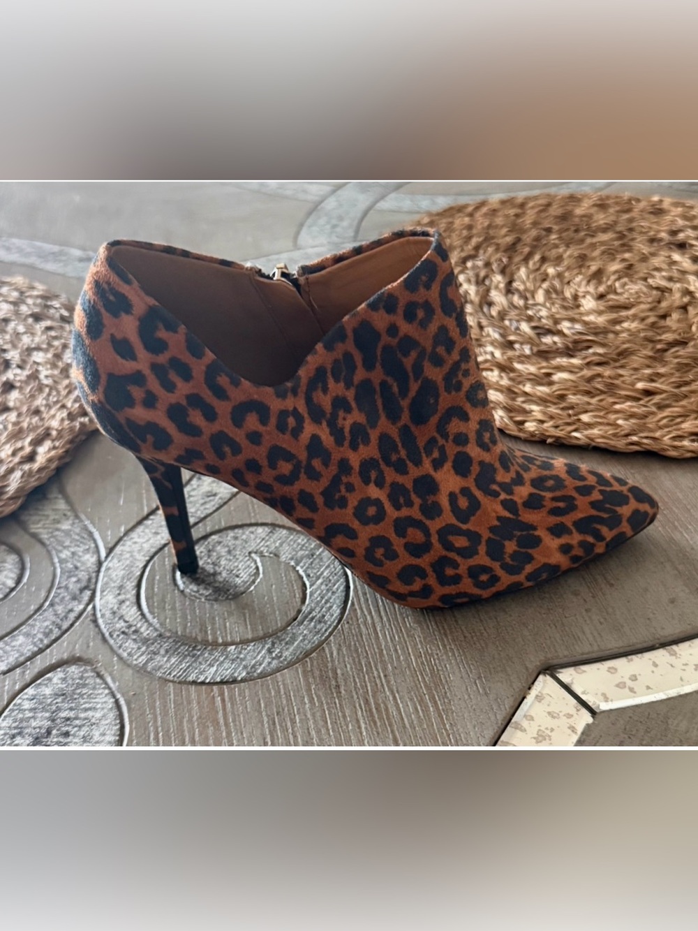 Jessica Simpson Averna ankle booties in a leopard animal print. $40